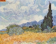 Getreidefeld mit Zypressen nach van Gogh